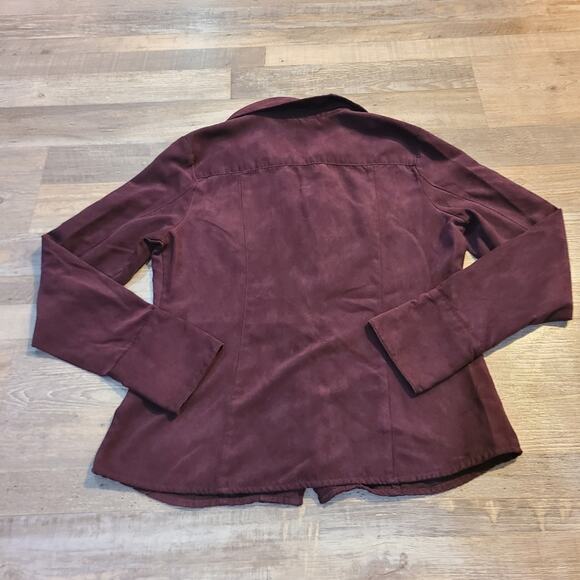 Cato small womens plum colored zip up faux suede top - Picture 3 of 8